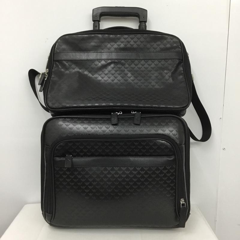 エンポリオアルマーニ EMPORIO ARMANI バッグ バッグ キャスター付き キャリーバッグ ショルダーバッグ セット ブリーフケース 総柄 黒 / ブラック /  メンズ USED 古着 中古 10146273