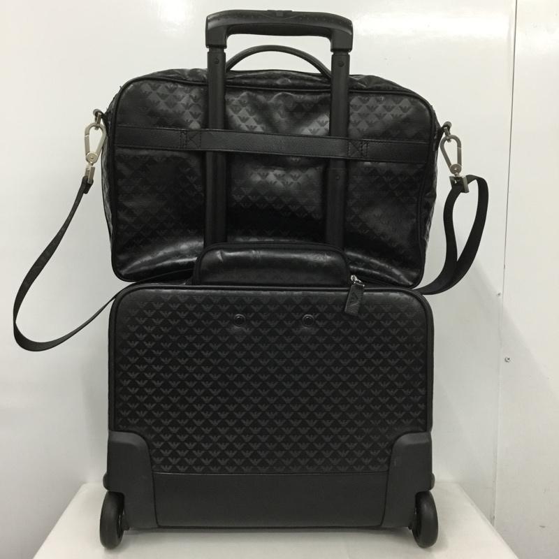 エンポリオアルマーニ EMPORIO ARMANI バッグ バッグ キャスター付き キャリーバッグ ショルダーバッグ セット ブリーフケース 総柄 黒 / ブラック /  メンズ USED 古着 中古 10146273