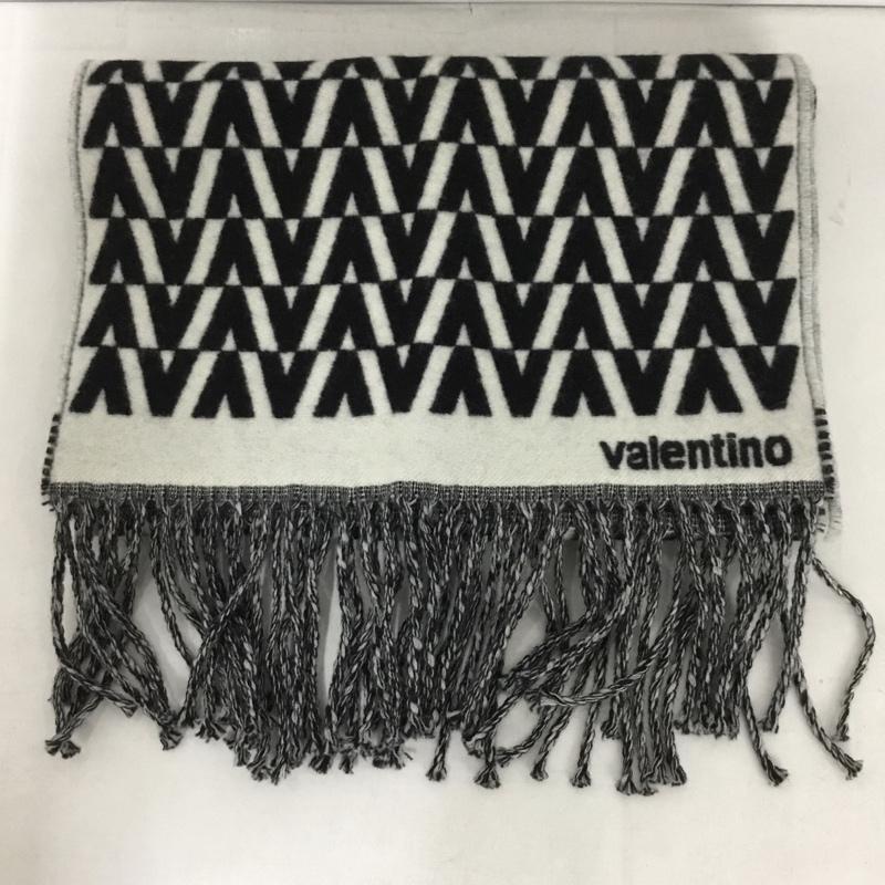 ヴァレンティノ VALENTINO マフラー マフラー フリンジ Vロゴ 総柄 白 / ホワイト / X 黒 / ブラック /  メンズ USED 古着 中古 10146317