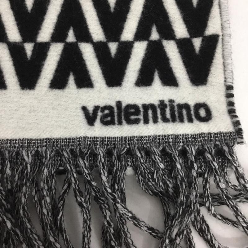 ヴァレンティノ VALENTINO マフラー マフラー フリンジ Vロゴ 総柄 白 / ホワイト / X 黒 / ブラック /  メンズ USED 古着 中古 10146317