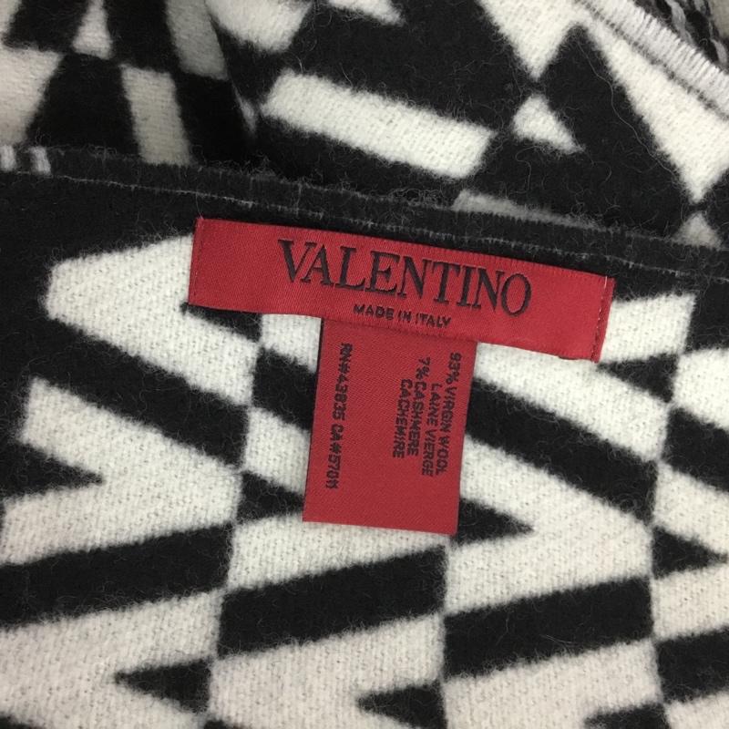 ヴァレンティノ VALENTINO マフラー マフラー フリンジ Vロゴ 総柄 白 / ホワイト / X 黒 / ブラック /  メンズ USED 古着 中古 10146317