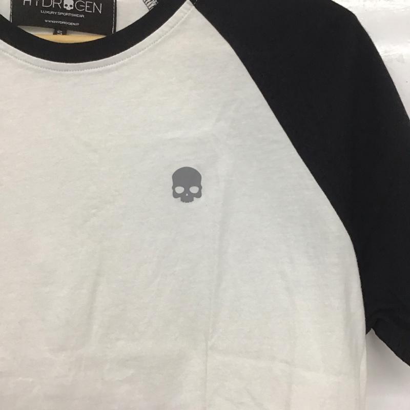 ハイドロゲン HYDROGEN Tシャツ 半袖 ラグランスリーブ クルーネック スカル ドクロ S ワンポイント 白 / ホワイト / X 黒 / ブラック /  メンズ USED 古着 中古 10146342