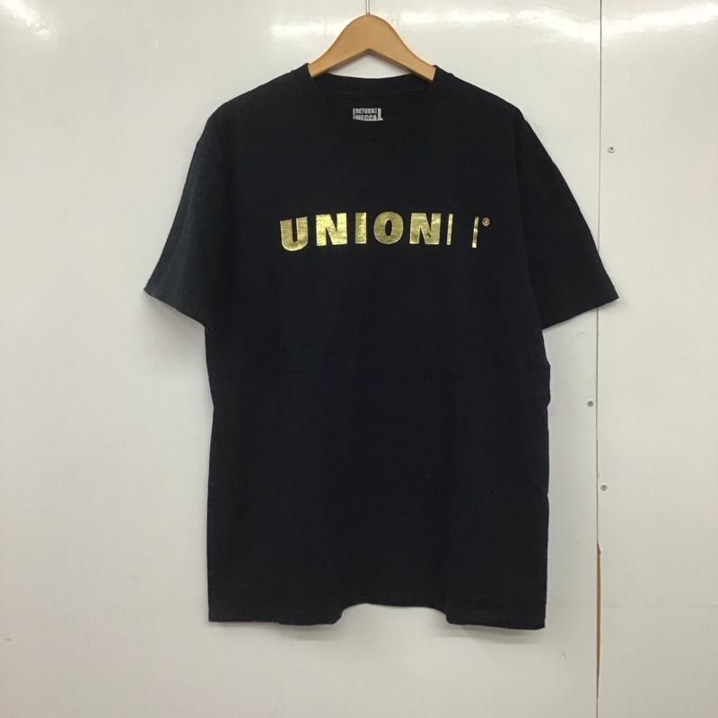 ユニオン UNION Tシャツ 半袖 クルーネック バックプリント ロゴ、文字 黒 / ブラック /  メンズ USED 古着 中古 10146366