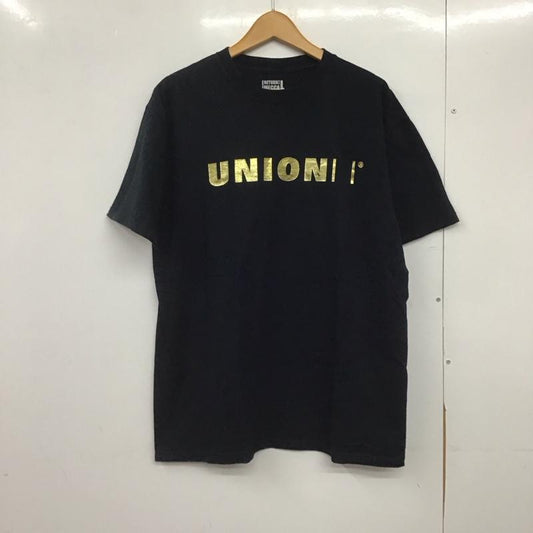 ユニオン UNION Tシャツ 半袖 クルーネック バックプリント ロゴ、文字 黒 / ブラック /  メンズ USED 古着 中古 10146366