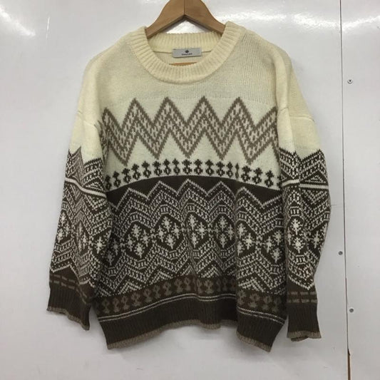 サニーレーベル Sonny Label ニット、セーター 長袖 LA77-22F504 ノルディック FREE  アイボリー / アイボリー / X 茶 / ブラウン /  レディース USED 古着 中古 10146403