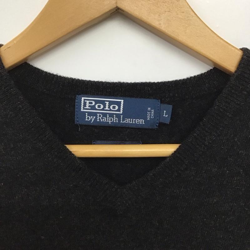 ポロバイラルフローレン Polo by RALPH LAUREN ベスト ベスト ニットベスト ノースリーブカットソー プルオーバー L ロゴ、文字 ダークグレー / ダークグレー /  メンズ USED 古着 中古 10146440