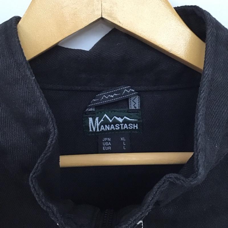 マナスタッシュ MANASTASH ジャケット、上着 ジャンパー、ブルゾン プルオーバージャケット ジップアップスタンドカラー XL 無地 黒 / ブラック /  メンズ USED 古着 中古 10146447