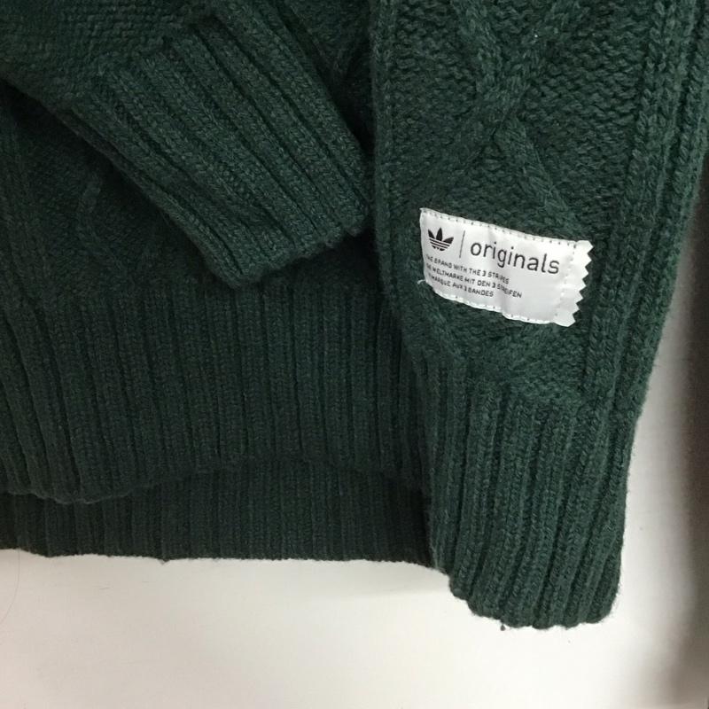 アディダスオリジナルス adidas originals ニット、セーター 長袖 長袖ニットカットソー カラーネック セーター L  緑 / グリーン /  メンズ USED 古着 中古 10146464