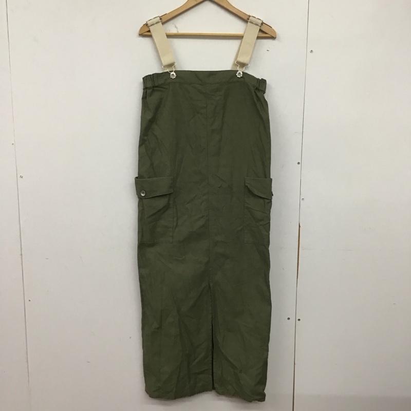 古着 USED ワンピース ロングスカート YU791083AD yuw ジャンパースカート ジャンスカ 前スリット FREE 無地 カーキ / カーキ /  レディース USED 古着 中古 10146497