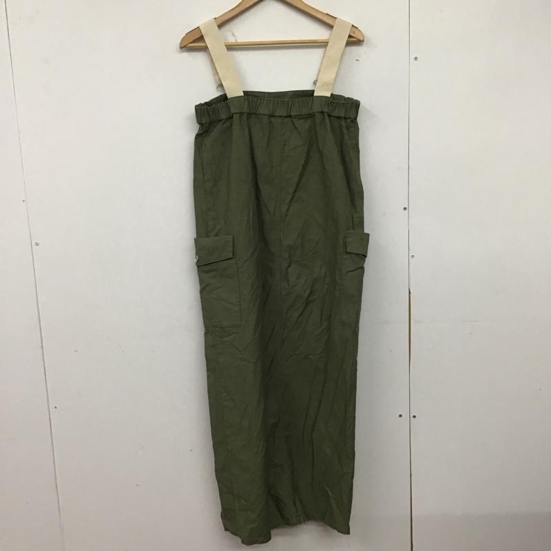 古着 USED ワンピース ロングスカート YU791083AD yuw ジャンパースカート ジャンスカ 前スリット FREE 無地 カーキ / カーキ /  レディース USED 古着 中古 10146497