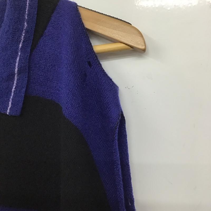 ダイリク DAIRIKU ニット、セーター 長袖 23SS K-4 Lager Border Knit 襟付き ラガーニット 肩開き M ボーダー柄 黒 / ブラック / X 青 / ブルー /  メンズ USED 古着 中古 10146527