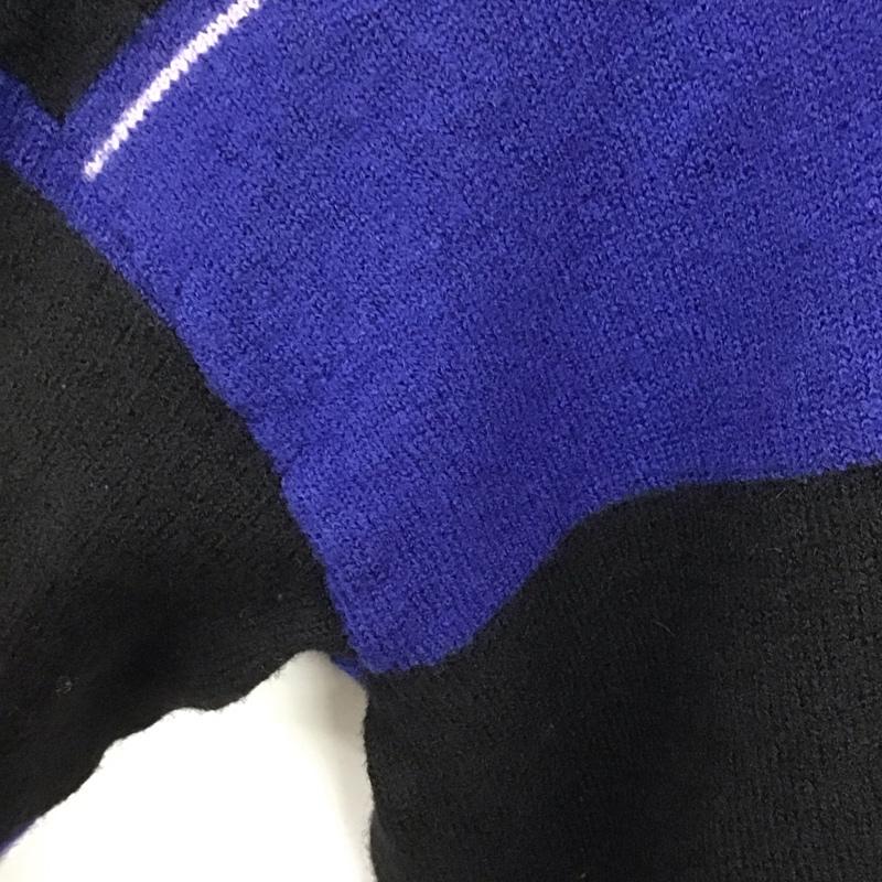 ダイリク DAIRIKU ニット、セーター 長袖 23SS K-4 Lager Border Knit 襟付き ラガーニット 肩開き M ボーダー柄 黒 / ブラック / X 青 / ブルー /  メンズ USED 古着 中古 10146527