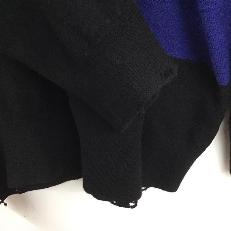 ダイリク DAIRIKU ニット、セーター 長袖 23SS K-4 Lager Border Knit 襟付き ラガーニット 肩開き M ボーダー柄 黒 / ブラック / X 青 / ブルー /  メンズ USED 古着 中古 10146527