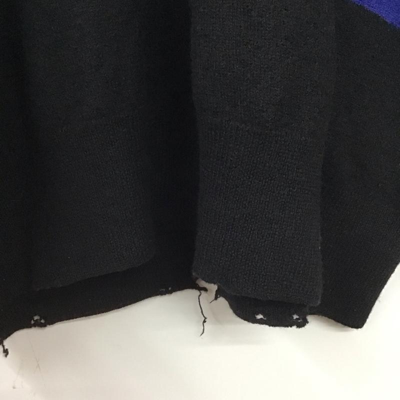 ダイリク DAIRIKU ニット、セーター 長袖 23SS K-4 Lager Border Knit 襟付き ラガーニット 肩開き M ボーダー柄 黒 / ブラック / X 青 / ブルー /  メンズ USED 古着 中古 10146527