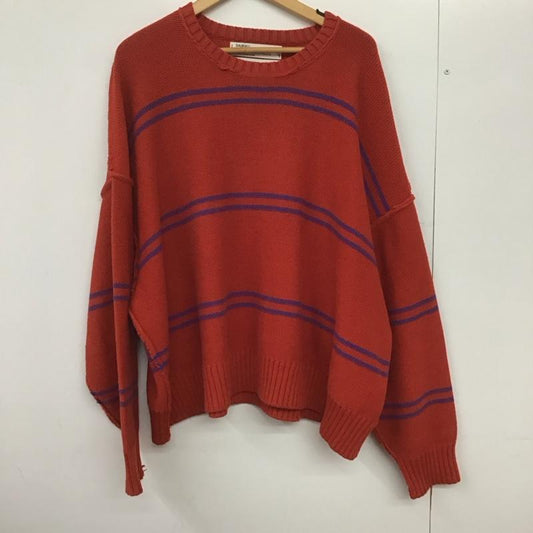 ダイリク DAIRIKU ニット、セーター 長袖 19AW K-1 Insideoutborderknit コットン FREE ボーダー柄 橙 / オレンジ / X 青 / ブルー /  メンズ USED 古着 中古 10146530
