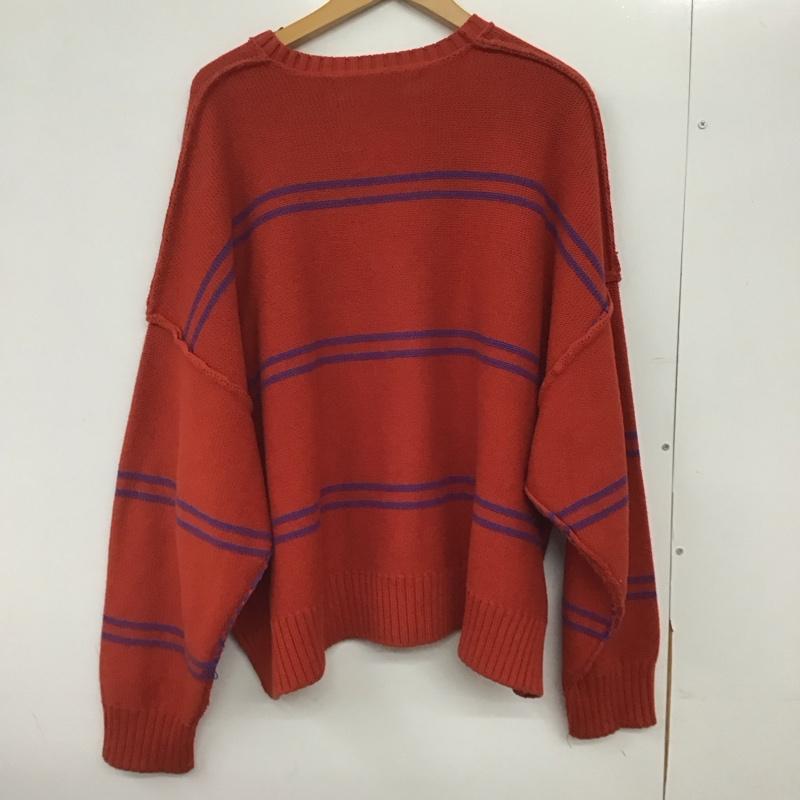 ダイリク DAIRIKU ニット、セーター 長袖 19AW K-1 Insideoutborderknit コットン FREE ボーダー柄 橙 / オレンジ / X 青 / ブルー /  メンズ USED 古着 中古 10146530