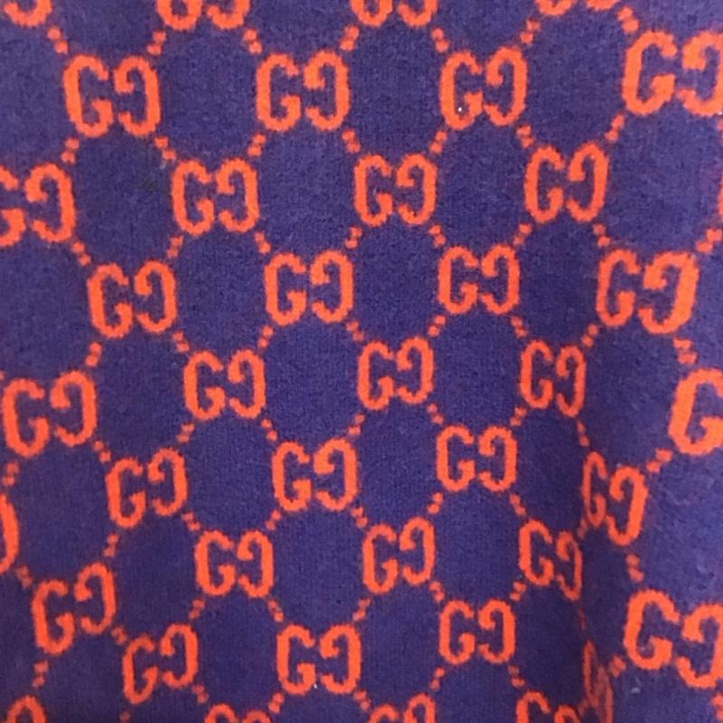 グッチ GUCCI ニット、セーター 長袖 GG ウール カシミヤ 597723 クルーネック XL 総柄 紺 / ネイビー / X 赤 / レッド /  メンズ USED 古着 中古 10146537