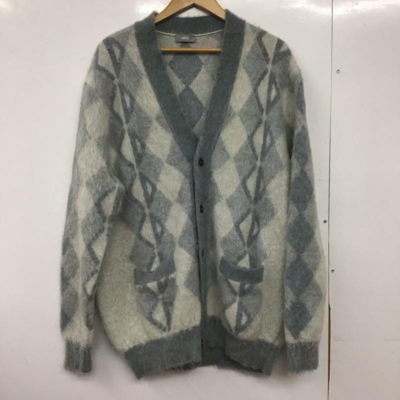 ディオール DIOR カーディガン 長袖 213M236AT427 Vネック モヘヤ混 L  白 / ホワイト / X 灰 / グレー /  メンズ USED 古着 中古 10146538