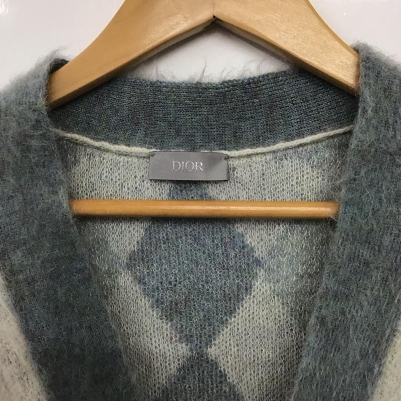 ディオール DIOR カーディガン 長袖 213M236AT427 Vネック モヘヤ混 L  白 / ホワイト / X 灰 / グレー /  メンズ USED 古着 中古 10146538
