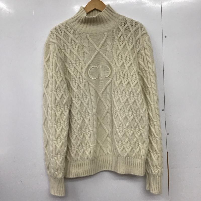 ディオール DIOR ニット、セーター 長袖 113M616AT183 CD刺繍 カシミヤ タートルネック ハイネック XL ロゴ、文字 アイボリー / アイボリー /  メンズ USED 古着 中古 10146539