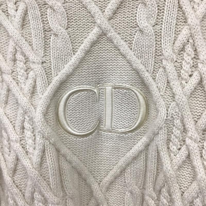 ディオール DIOR ニット、セーター 長袖 113M616AT183 CD刺繍 カシミヤ タートルネック ハイネック XL ロゴ、文字 アイボリー / アイボリー /  メンズ USED 古着 中古 10146539