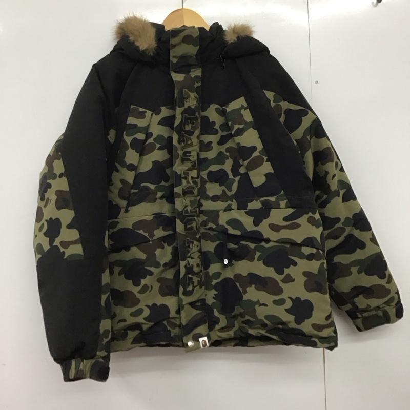 アベイシングエイプ A BATHING APE ジャケット、上着 ダウンジャケット ジップアップダウンジャケット アウターフード付きジャケット XL カモフラージュ柄・迷彩 マルチカラー / マルチカラー /  メンズ USED 古着 中古 10146569
