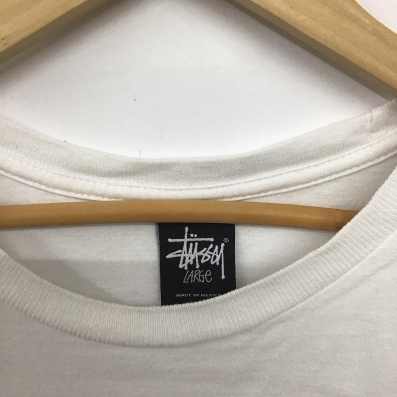 ステューシー STUSSY カットソー 長袖 長袖カットソー プリントカットソー クルーネック L ロゴ、文字 白 / ホワイト /  メンズ USED 古着 中古 10146573