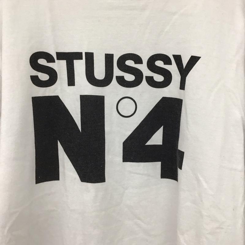ステューシー STUSSY カットソー 長袖 長袖カットソー プリントカットソー クルーネック L ロゴ、文字 白 / ホワイト /  メンズ USED 古着 中古 10146573