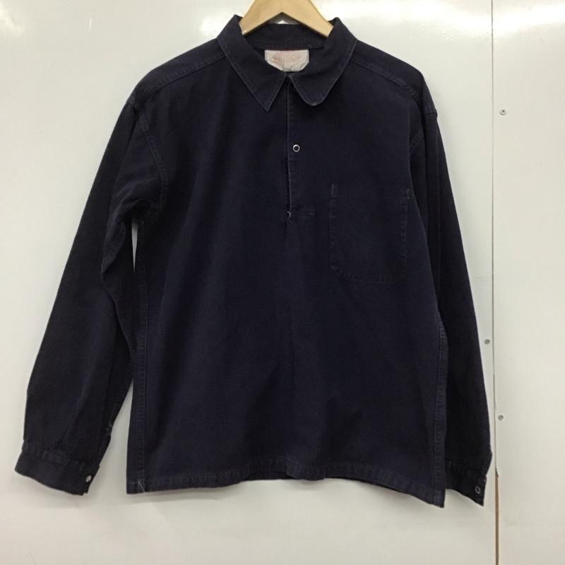ダントン Danton シャツ、ブラウス 長袖 旧タグ　フランス製　ユーロワーク　プルオーバーシャツ 2 無地 紺 / ネイビー / navy メンズ USED 古着 中古 10146619