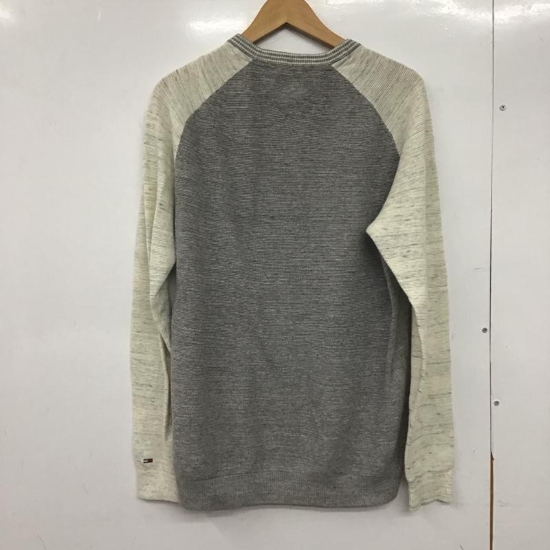 トミーヒルフィガー TOMMY HILFIGER ニット、セーター 長袖 長袖ニットカットソー クルーネック セーター L 無地 灰 / グレー /  メンズ USED 古着 中古 10146620