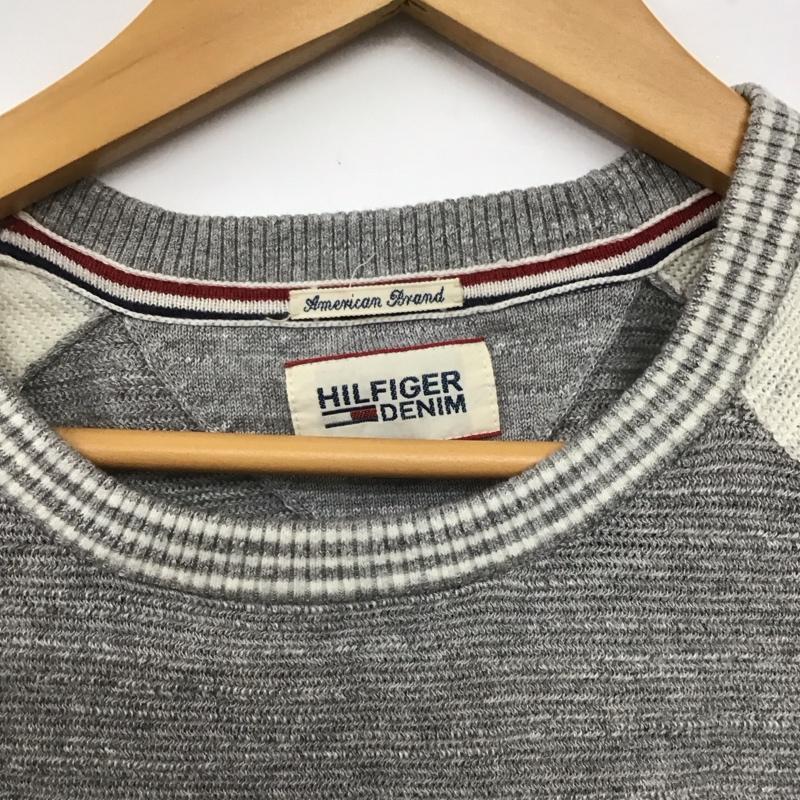 トミーヒルフィガー TOMMY HILFIGER ニット、セーター 長袖 長袖ニットカットソー クルーネック セーター L 無地 灰 / グレー /  メンズ USED 古着 中古 10146620
