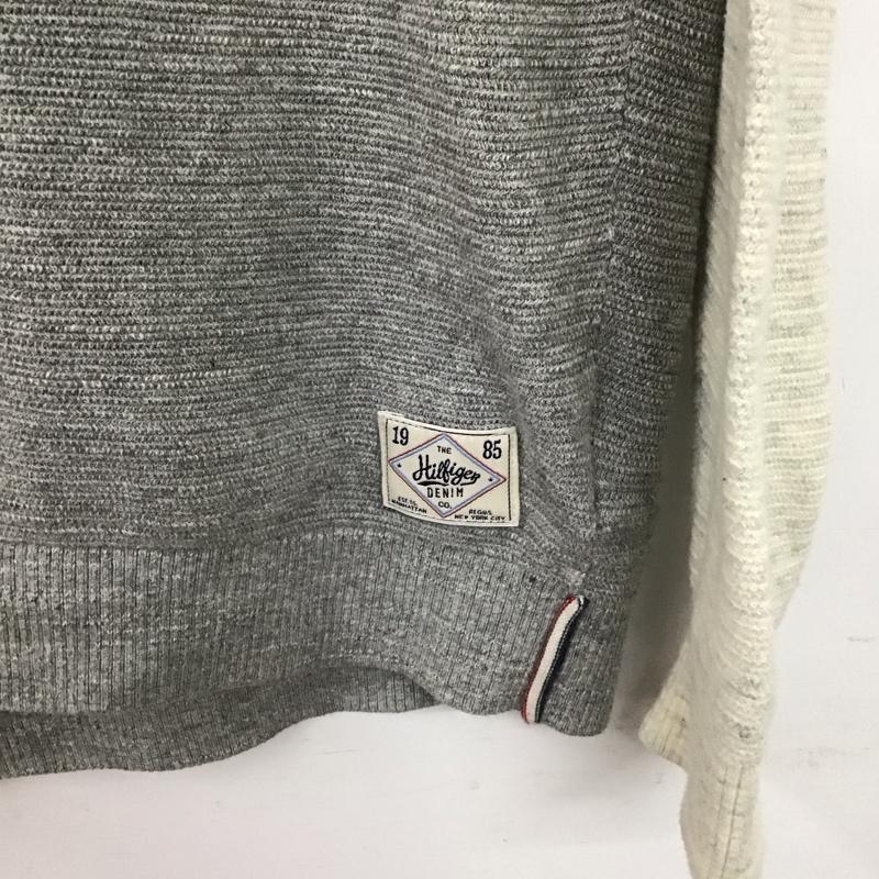トミーヒルフィガー TOMMY HILFIGER ニット、セーター 長袖 長袖ニットカットソー クルーネック セーター L 無地 灰 / グレー /  メンズ USED 古着 中古 10146620