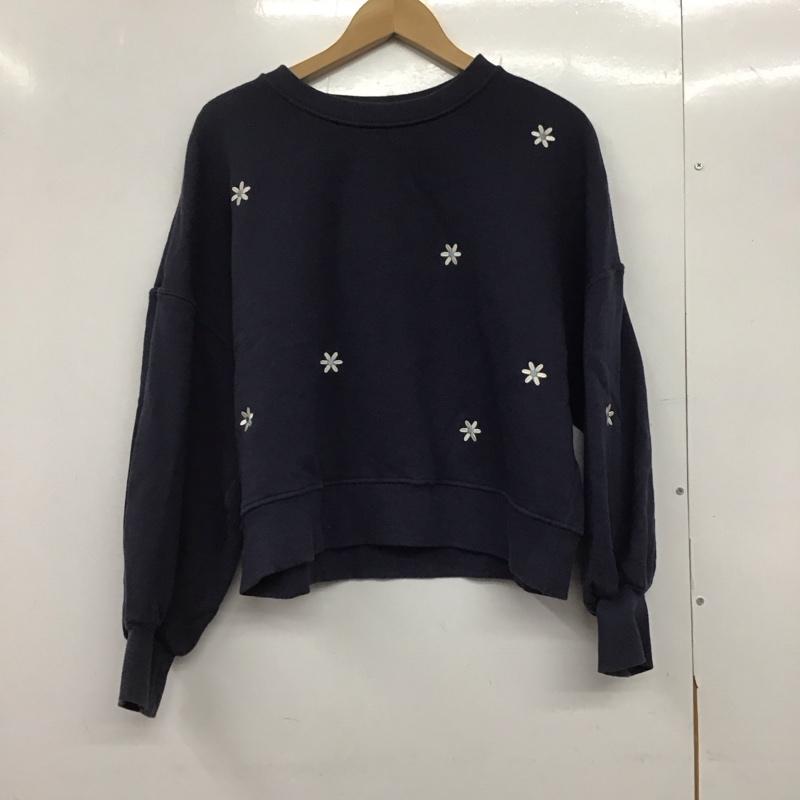 ニコアンド niko and... トレーナー 長袖 M 刺繍 紺 / ネイビー /  レディース USED 古着 中古 10146640
