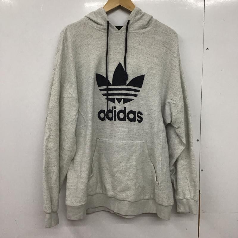 アディダス adidas パーカー 長袖 長袖パーカー プルオーバーパーカー スウェット M ロゴ、文字 灰 / グレー /  メンズ USED 古着 中古 10146833