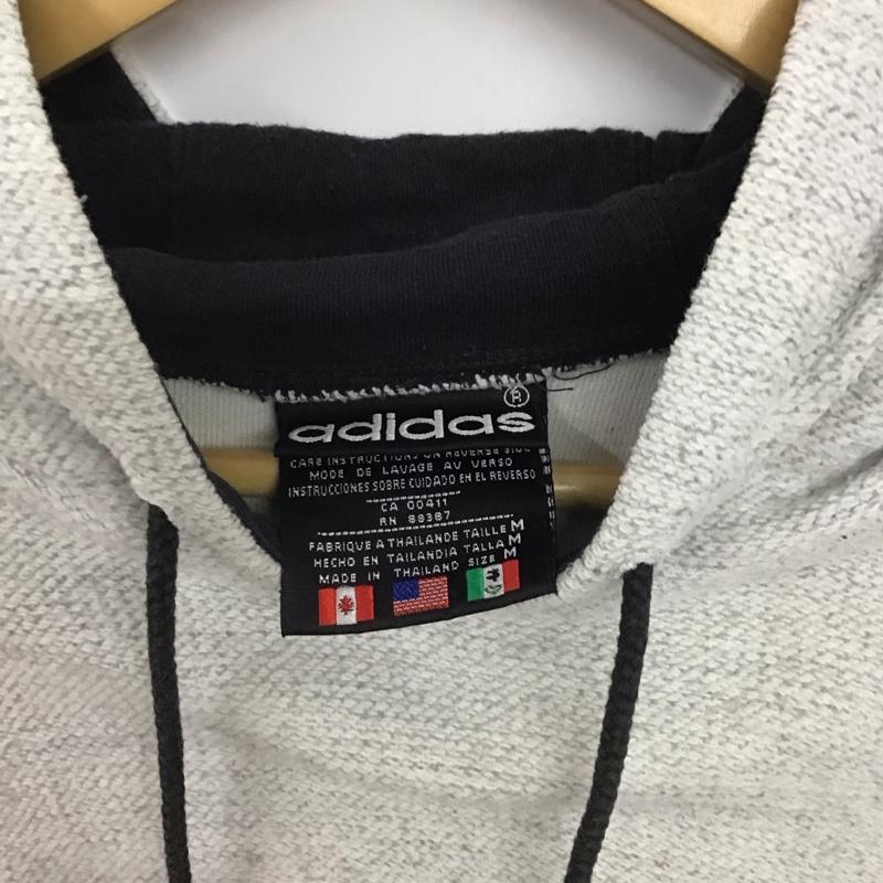アディダス adidas パーカー 長袖 長袖パーカー プルオーバーパーカー スウェット M ロゴ、文字 灰 / グレー /  メンズ USED 古着 中古 10146833