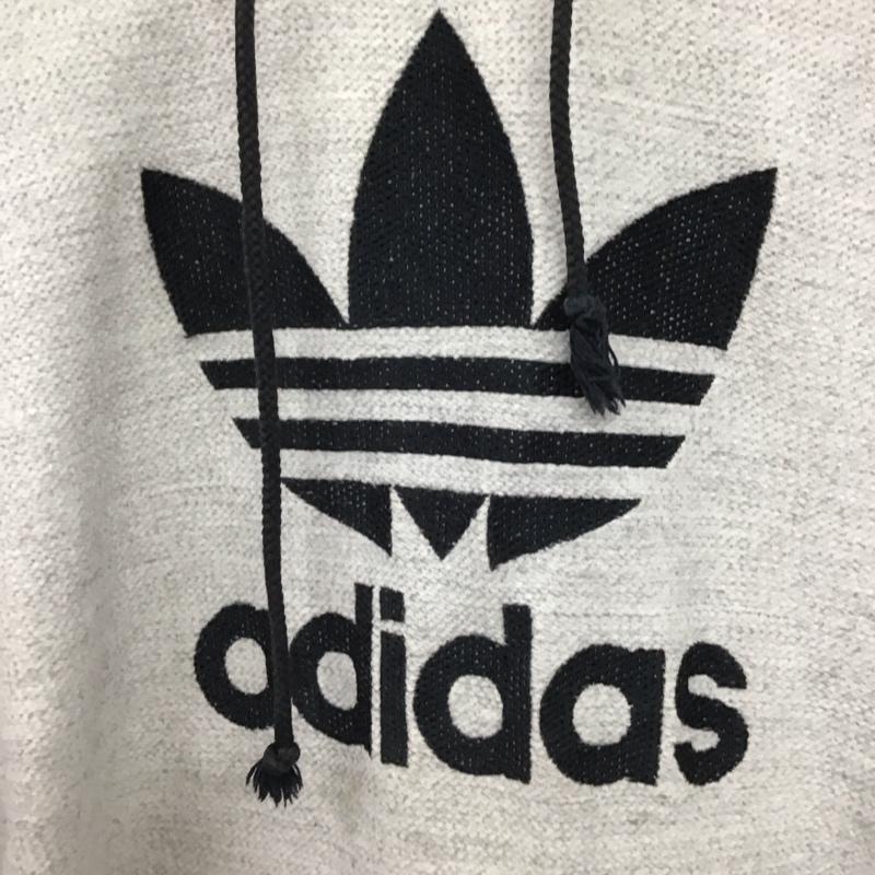 アディダス adidas パーカー 長袖 長袖パーカー プルオーバーパーカー スウェット M ロゴ、文字 灰 / グレー /  メンズ USED 古着 中古 10146833