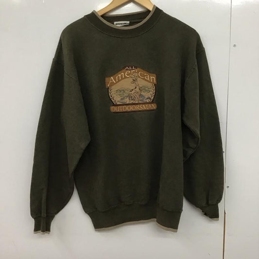 古着 USED トレーナー 長袖 長袖トレーナー スウェット クルーネック プルオーバー ロゴ、文字 カーキ / カーキ /  メンズ USED 古着 中古 10146849