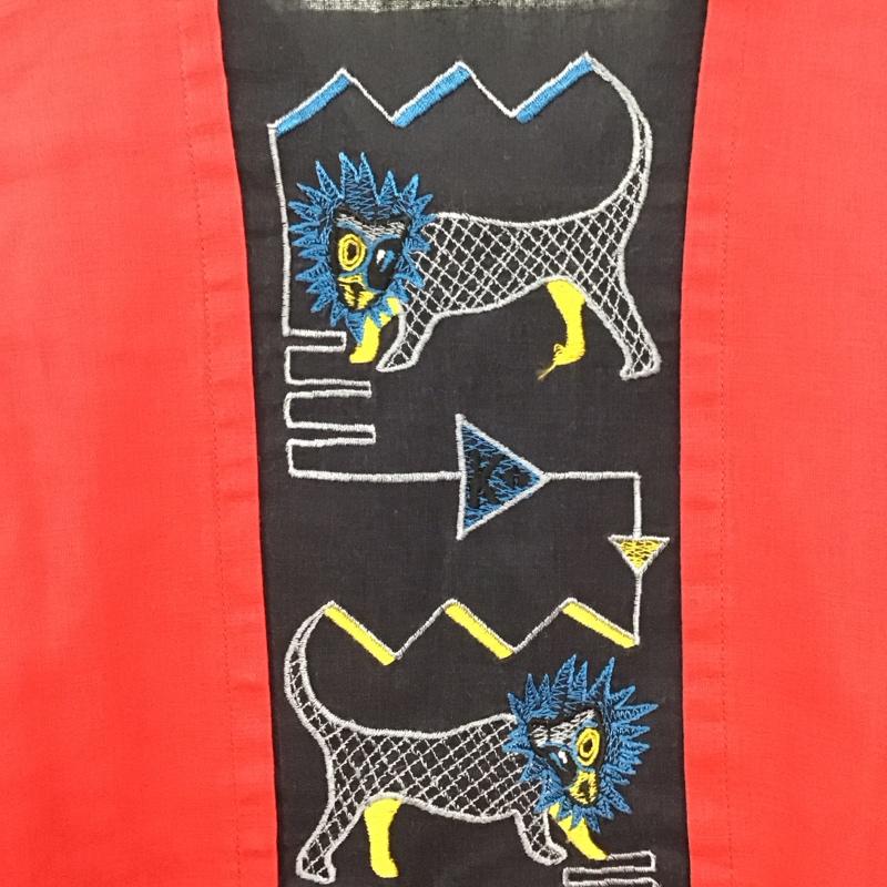カンサイ オーツー KANSAI O2 シャツ、ブラウス 半袖 刺繍 黒 / ブラック / X 赤 / レッド /  メンズ USED 古着 中古 10146862