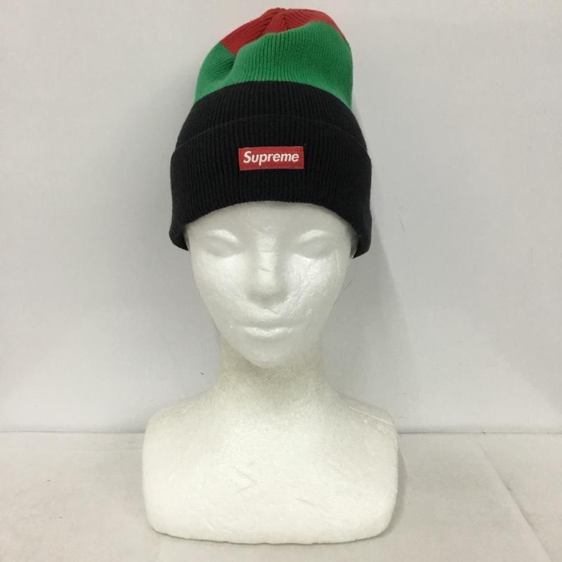 シュプリーム Supreme 帽子 ニット帽 13SS Big Striped Beanie Box Logo ロゴ、文字 赤 / レッド / X 緑 / グリーン / X 黒 / ブラック /  メンズ USED 古着 中古 10146883