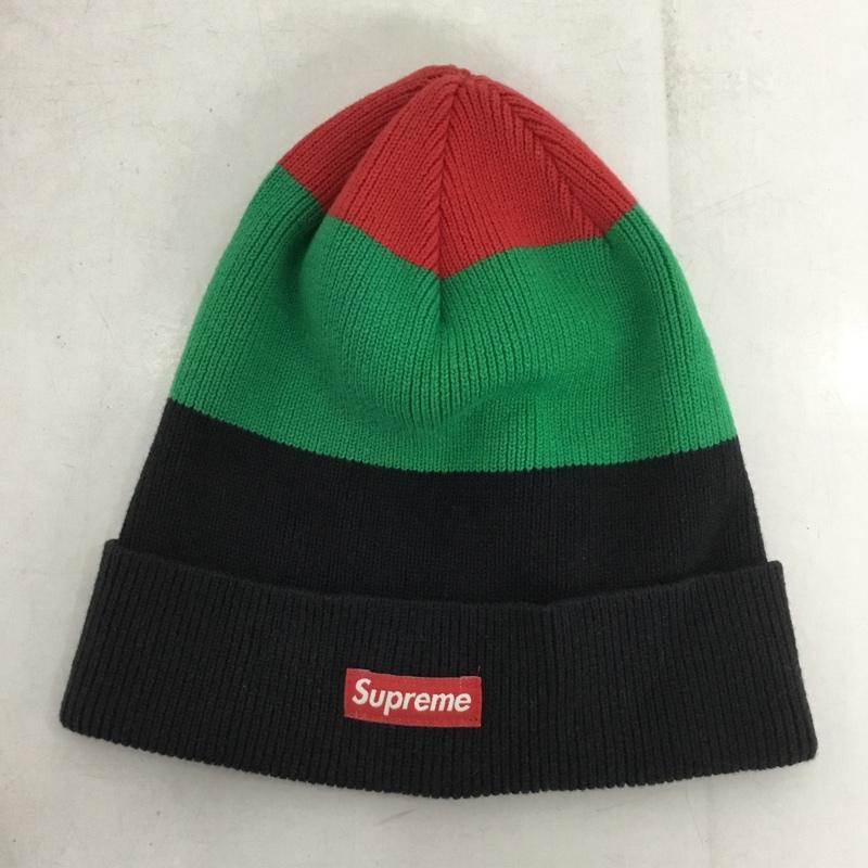 シュプリーム Supreme 帽子 ニット帽 13SS Big Striped Beanie Box Logo ロゴ、文字 赤 / レッド / X 緑 / グリーン / X 黒 / ブラック /  メンズ USED 古着 中古 10146883