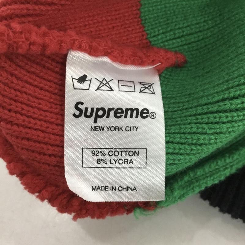 シュプリーム Supreme 帽子 ニット帽 13SS Big Striped Beanie Box Logo ロゴ、文字 赤 / レッド / X 緑 / グリーン / X 黒 / ブラック /  メンズ USED 古着 中古 10146883