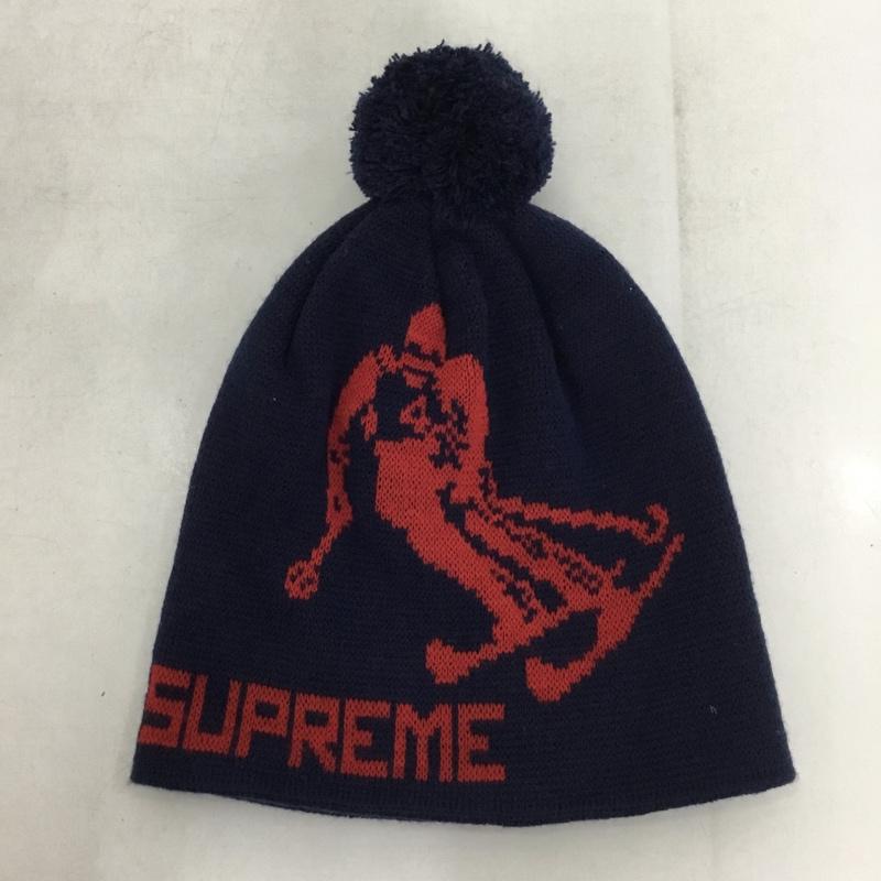 シュプリーム Supreme 帽子 ニット帽 DOWNHILL BEANIE 15AW 15FW スキー  紺 / ネイビー / X 赤 / レッド /  メンズ USED 古着 中古 10146884