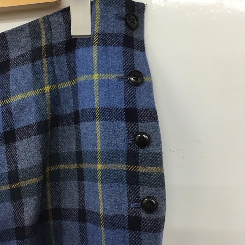 シップス SHIPS パンツ スラックス 723-15-0006 チェックサイドボタンパンツ INTESPRA ワイドパンツ any 38 チェック 青 / ブルー /  レディース USED 古着 中古 10146918