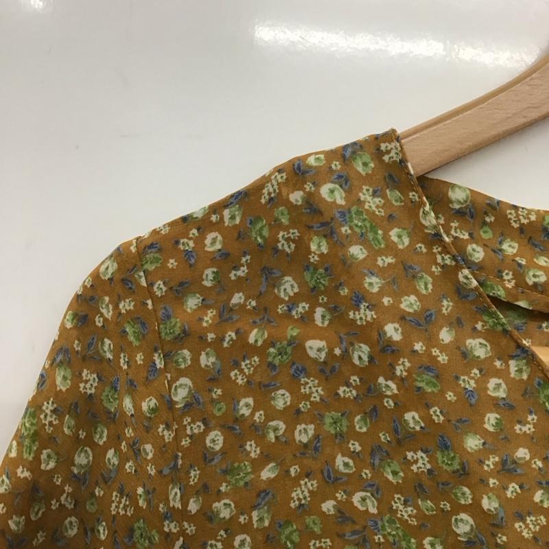 エヘカソポ ehka sopo ワンピース ひざ丈スカート 1102764 Vネック 半袖 前開き M 花柄 ベージュ / ベージュ /  レディース USED 古着 中古 10146925