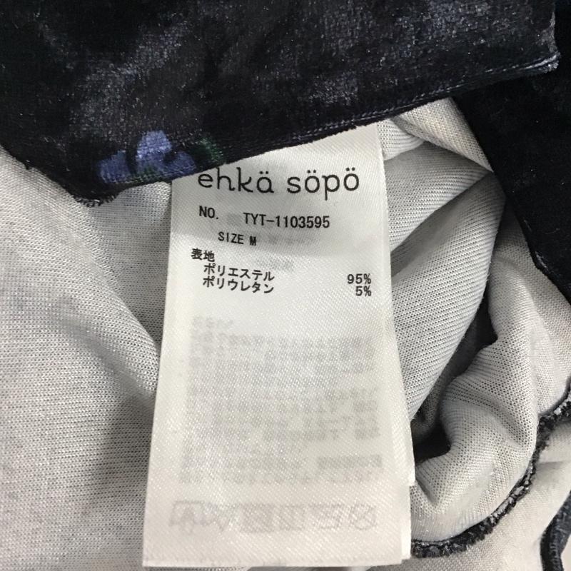 エヘカソポ ehka sopo ワンピース ひざ丈スカート 1103595 ベロア風 ティアードワンピース 長袖 膝下 M 花柄 黒 / ブラック /  レディース USED 古着 中古 10146930