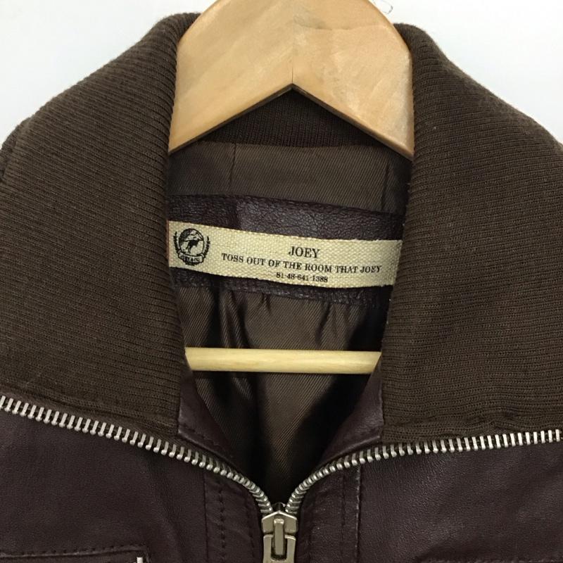 ジョーイファクトリー JOEY FACTORY ジャケット、上着 ジャンパー、ブルゾン ジップアップレザージャケット アウター カラージャケット M 無地 茶 / ブラウン /  メンズ USED 古着 中古 10146940