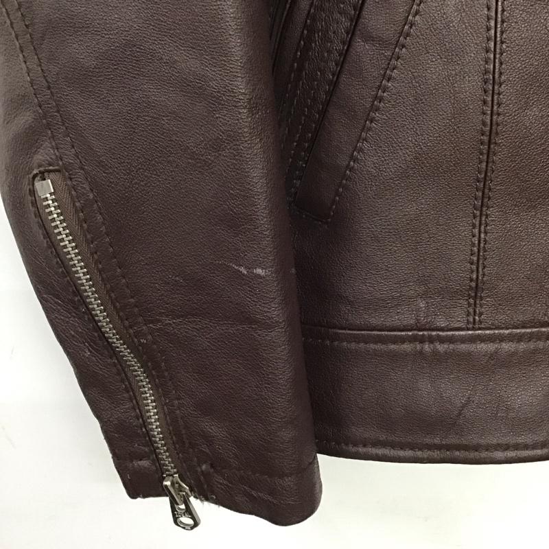 ジョーイファクトリー JOEY FACTORY ジャケット、上着 ジャンパー、ブルゾン ジップアップレザージャケット アウター カラージャケット M 無地 茶 / ブラウン /  メンズ USED 古着 中古 10146940