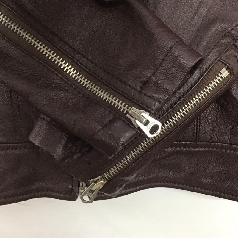 ジョーイファクトリー JOEY FACTORY ジャケット、上着 ジャンパー、ブルゾン ジップアップレザージャケット アウター カラージャケット M 無地 茶 / ブラウン /  メンズ USED 古着 中古 10146940