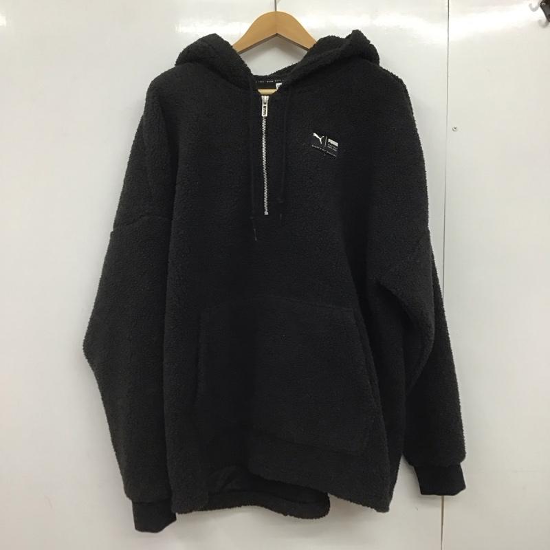 プーマ PUMA パーカー 長袖 長袖フリースジャケット プルオーバージャケット アウター L ロゴ、文字 黒 / ブラック /  メンズ USED 古着 中古 10146987