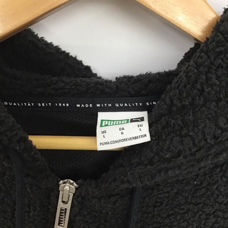 プーマ PUMA パーカー 長袖 長袖フリースジャケット プルオーバージャケット アウター L ロゴ、文字 黒 / ブラック /  メンズ USED 古着 中古 10146987